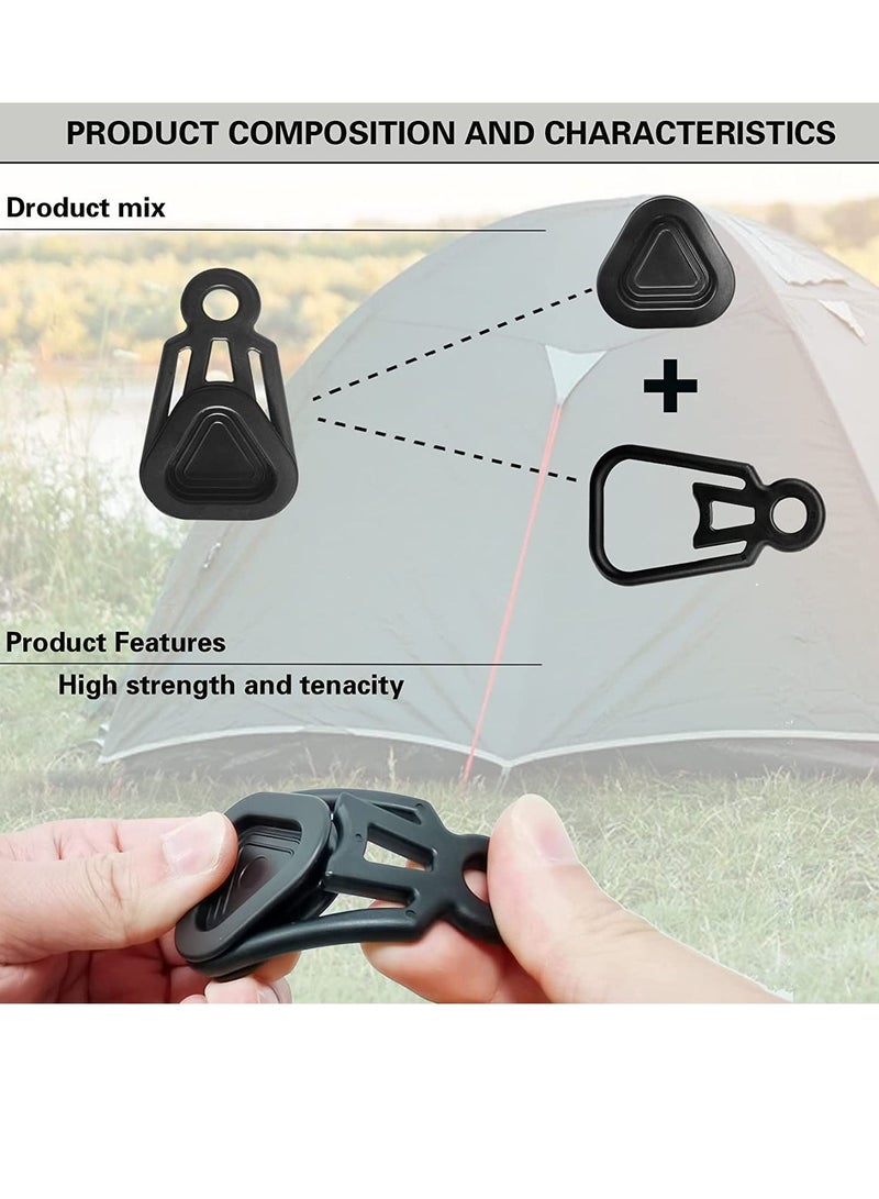 Tarp Clips Set, Outdoor Camping Climbing Tent Fixing Clip Heavy Duty Lock Grip Awning Clamps Multipurpose Windproof Wind Rope - Accessories 10 Pcs