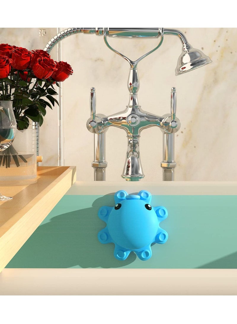 Bathtub Overflow Drain Cover Tub - tub Overflow Drain Cover, Soak Bath Overflow Drain Cover, Bathroom Spa Accessories, Adds Inches of Water for Deeper Bath Silicone, Blue