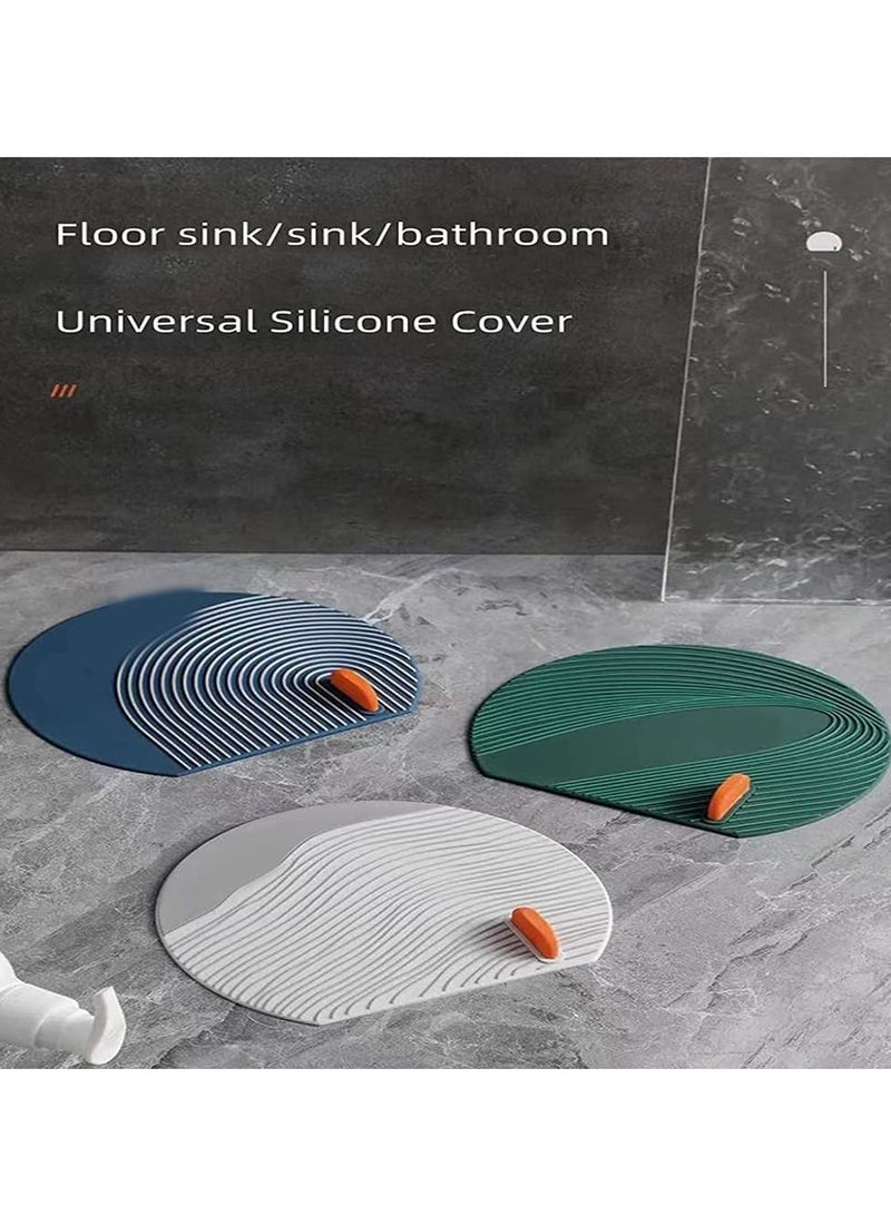 Silicone Floor Drain Cover Blue 6 in 15cm 2 Pcs Tub Stopper Floor Anti Odor Mat Drain Cover for Shower Floor Anti Cockroach Deodorizing Drain Cover with Handle for Kitchen Laundry Toilet