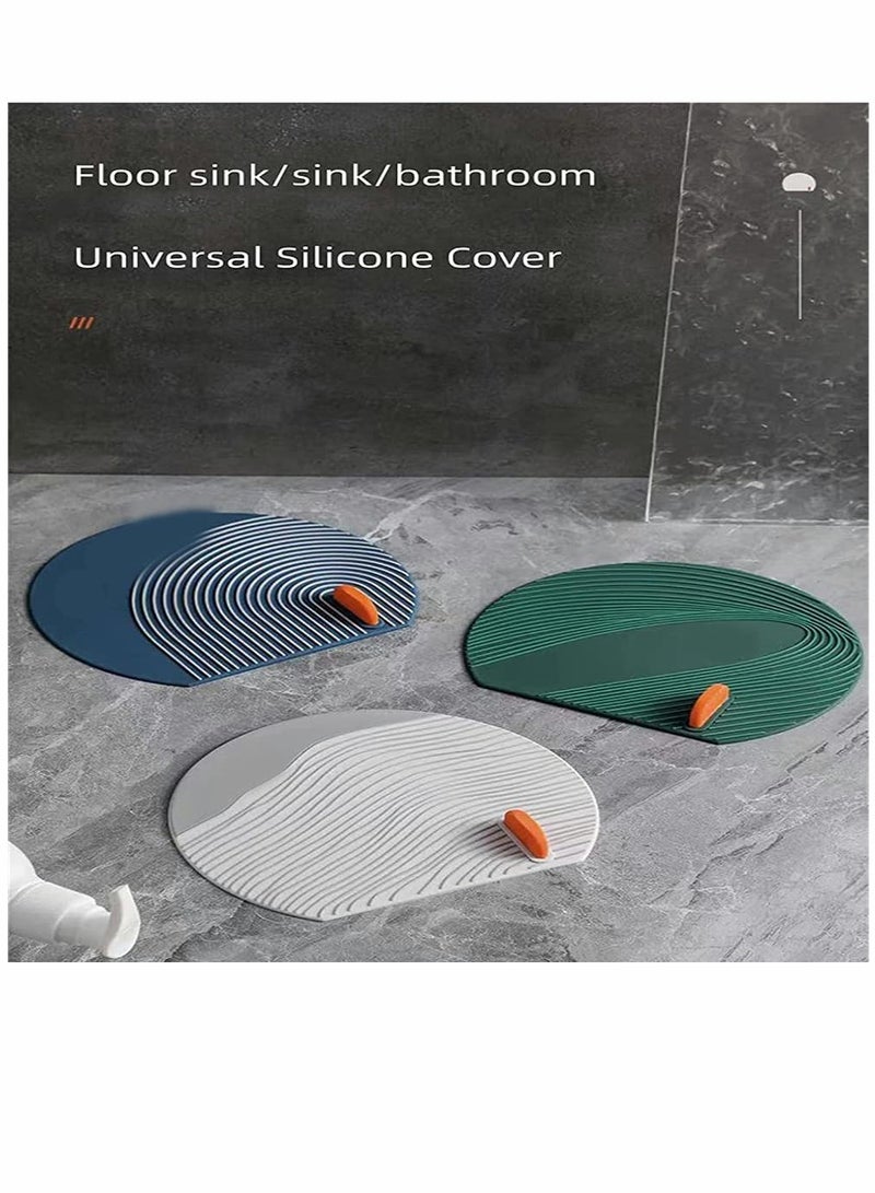 Silicone Floor Drain Cover Blue 6 in 15cm 2 Pcs Tub Stopper Floor Anti Odor Mat Drain Cover for Shower Floor Anti Cockroach Deodorizing Drain Cover with Handle for Kitchen Laundry Toilet