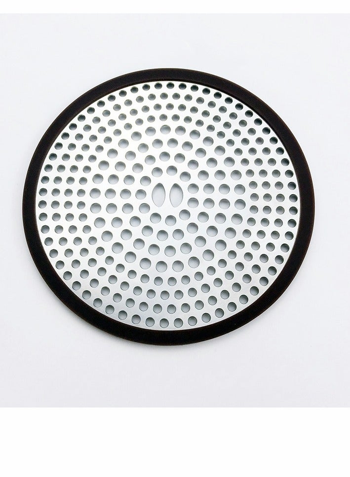 Drain Strainers 304 Stainless Steel Hair Catcher Shower Drain Cover with Silicone Bathtub Hair Stopper Bathroom Hair Trap Floor Drain Protector Matte White 4.33 Inches Round Flat (White)