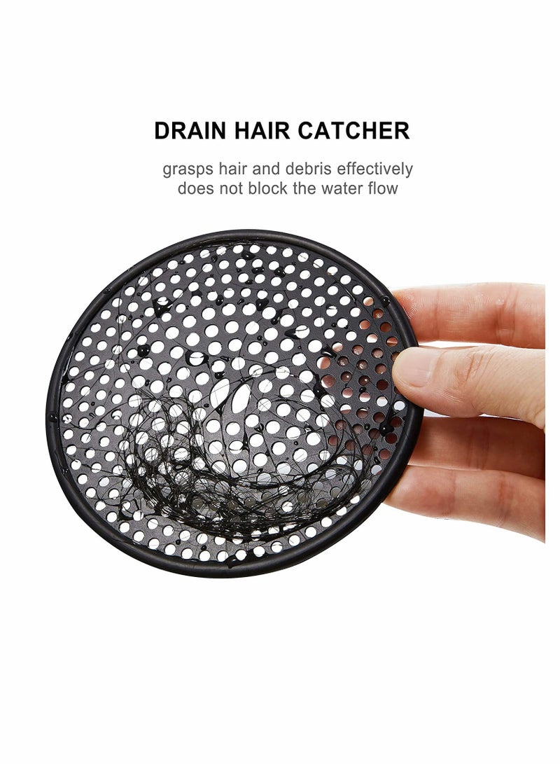 Drain Strainers 304 Stainless Steel Hair Catcher Shower Drain Cover with Silicone Bathtub Hair Stopper Bathroom Hair Trap Floor Drain Protector Matte White 4.33 Inches Round Flat (White)