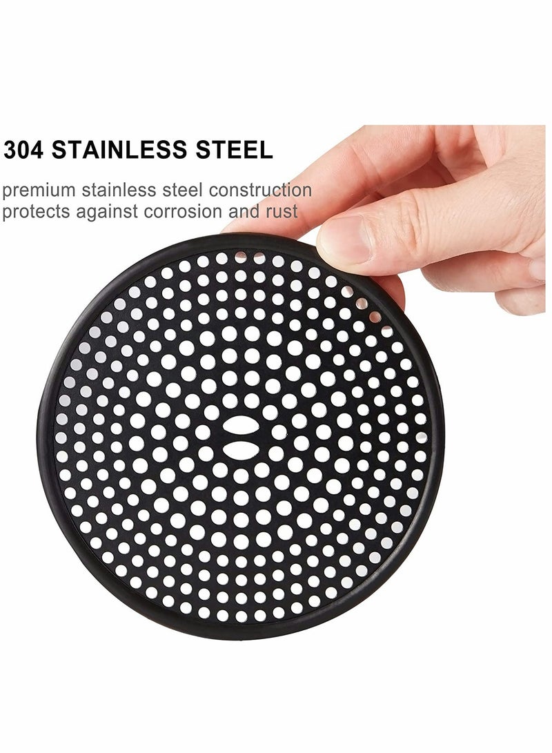 Drain Strainers 304 Stainless Steel Hair Catcher Shower Drain Cover with Silicone Bathtub Hair Stopper Bathroom Hair Trap Floor Drain Protector Matte White 4.33 Inches Round Flat (White)