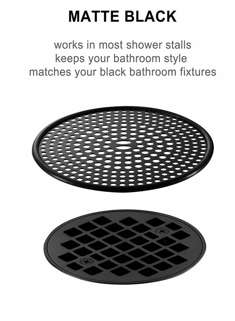 Drain Strainers 304 Stainless Steel Hair Catcher Shower Drain Cover with Silicone Bathtub Hair Stopper Bathroom Hair Trap Floor Drain Protector Matte White 4.33 Inches Round Flat (White)