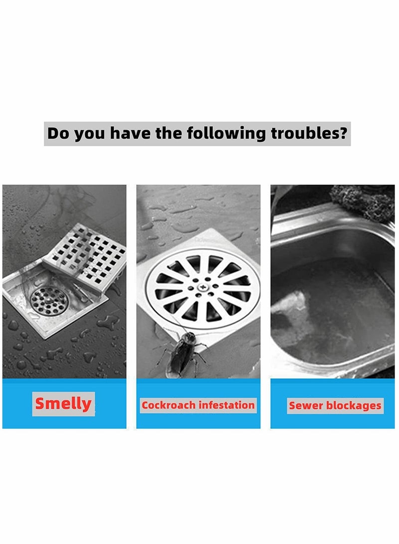 4 Pcs Drain Cover, Bathroom Drain Plugs Tub Stopper Sewer Drain Cover Mat Silicone Deodorant Pad Shower Drain Stopper Floor Drain Anti-odor Pad Mat, for Kitchen, Laundry, Toilet, Grey (12cm*12cm)