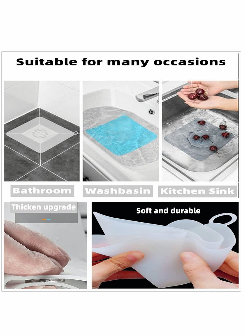 4 Pcs Drain Cover, Bathroom Drain Plugs Tub Stopper Sewer Drain Cover Mat Silicone Deodorant Pad Shower Drain Stopper Floor Drain Anti-odor Pad Mat, for Kitchen, Laundry, Toilet, Grey (12cm*12cm)