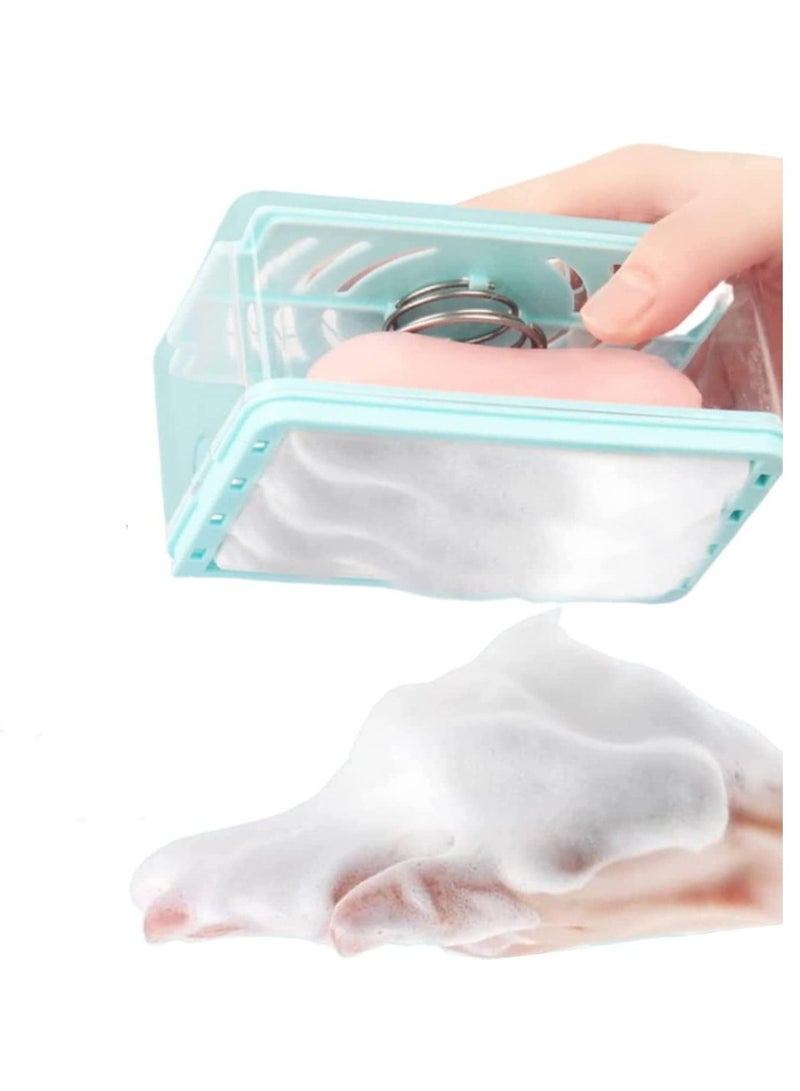 Soap Box Bathroom Countertop Soap Dishes Foam Soap Dispenser with Roller and Drain Holes Cleaning Storage in One Multifunctional Soap Bubble Box Quick Foam Quick Drain to Keep Countertops Clean