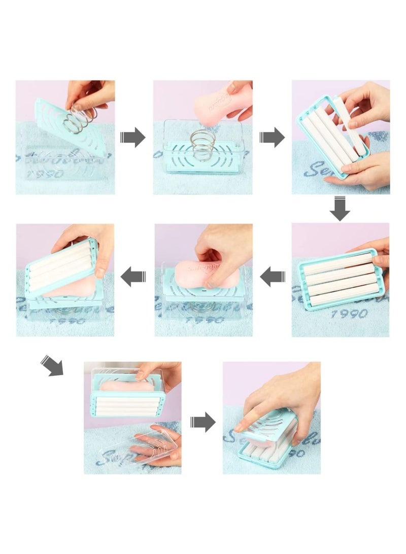 Soap Box Bathroom Countertop Soap Dishes Foam Soap Dispenser with Roller and Drain Holes Cleaning Storage in One Multifunctional Soap Bubble Box Quick Foam Quick Drain to Keep Countertops Clean