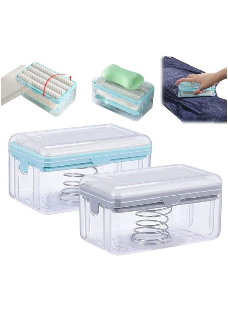 Soap Box Bathroom Countertop Soap Dishes Foam Soap Dispenser with Roller and Drain Holes Cleaning Storage in One Multifunctional Soap Bubble Box Quick Foam Quick Drain to Keep Countertops Clean