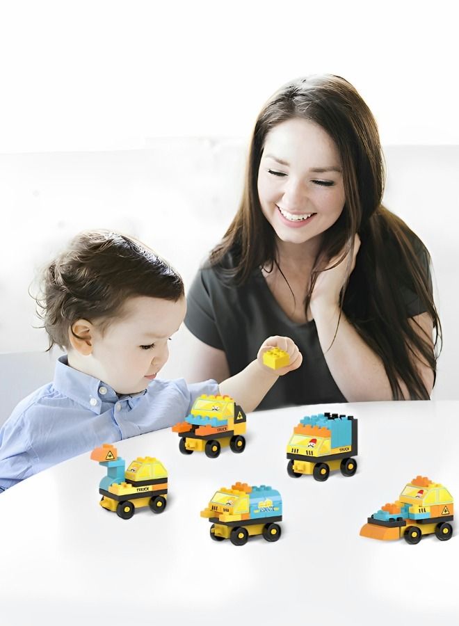 110 Pcs Toddler's Truck Car Building Blocks Set, Building Your Own Car Toys, Truck Car DIY Scene Large Particle Building Blocks with Stickers