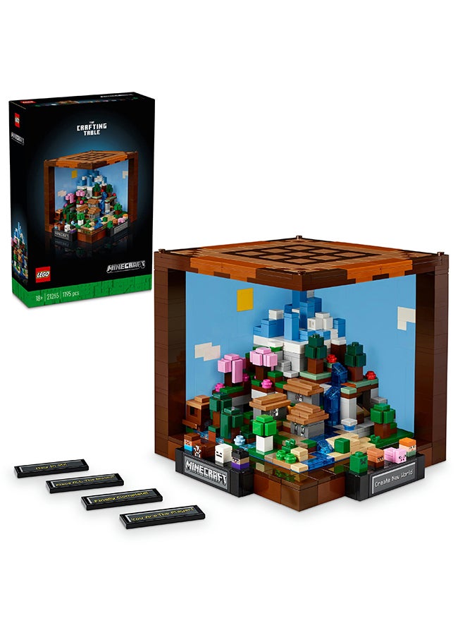 Minecraft The Crafting Table Model Kit for Adults to Build, Biome Set with 8 Characters Including Steve, Alex and Mobs, 15-Year Anniversary Gamer Gift for Men, Women, Him or Her 21265