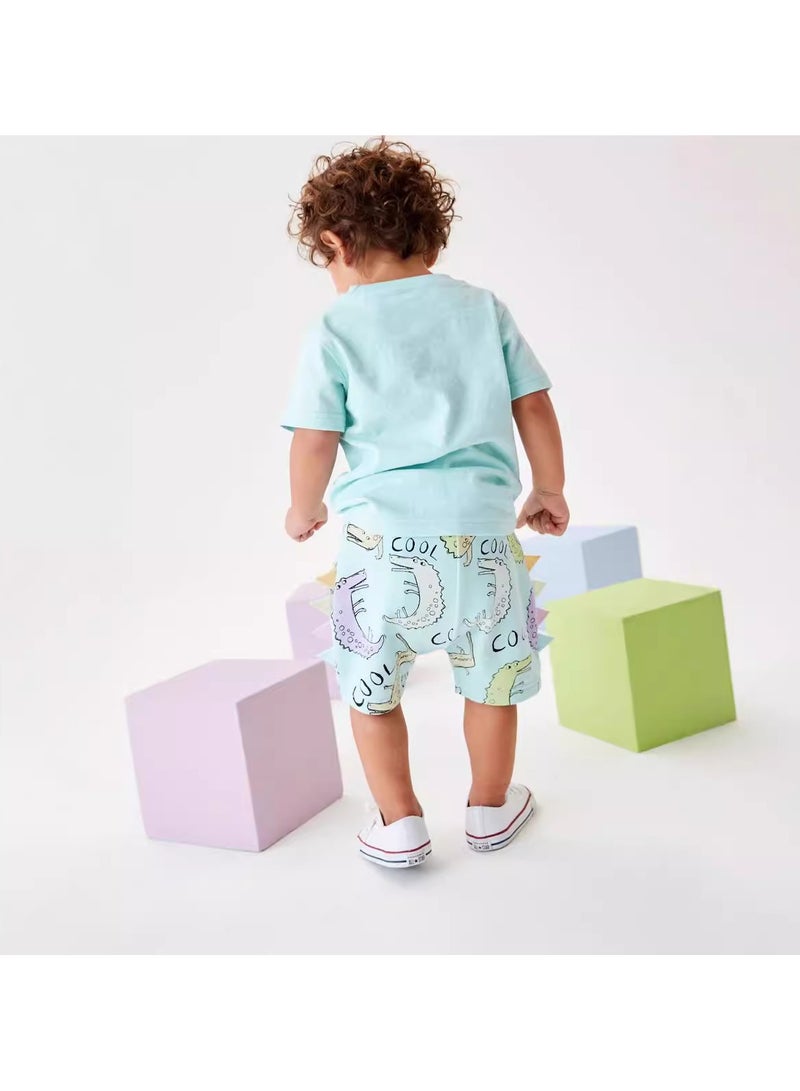 Boys Summer Short Sleeve Shorts Two-piece Set