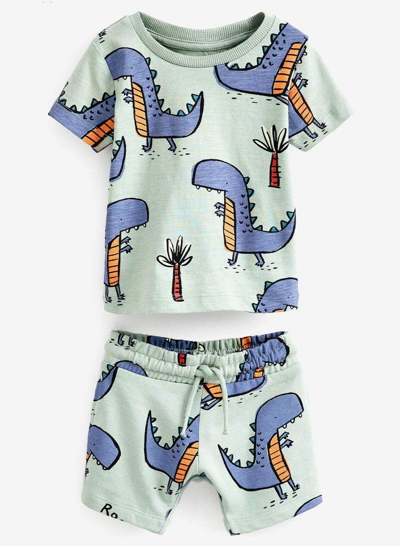 Boys Summer Short Sleeve Shorts Two-piece Set