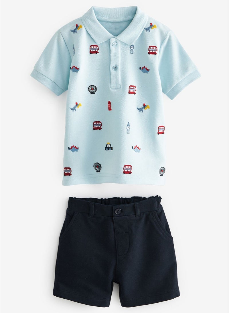 Boys Summer Short Sleeve Shorts Two-piece Set