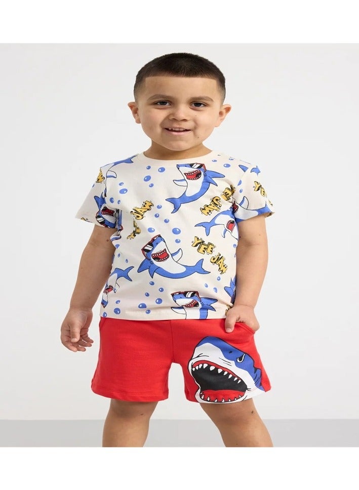 Boys Summer Short Sleeve Shorts Two-piece Set