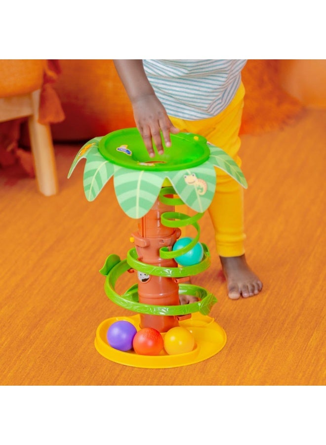 Bright Starts - Tropical Twirl Ball Play Toy, 4 Play Modes, Lights & Sounds, Adjustable Height, Ages 6 months +