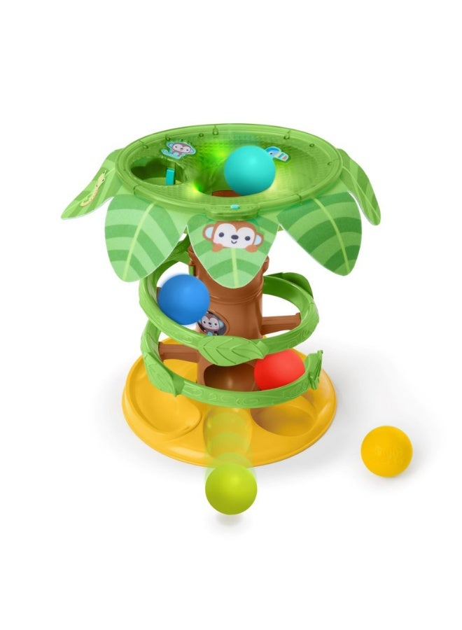 Bright Starts - Tropical Twirl Ball Play Toy, 4 Play Modes, Lights & Sounds, Adjustable Height, Ages 6 months +