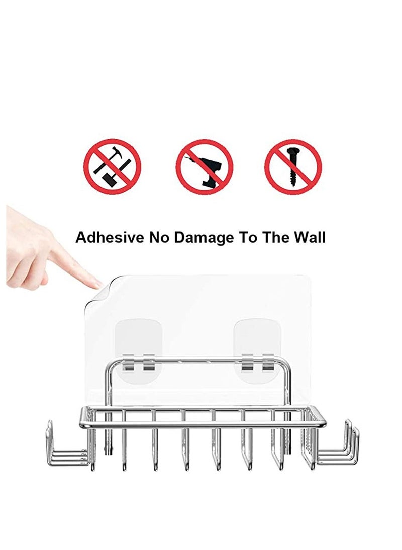 Rustproof Soap Holder for Shower Wall, Wall Mounted Soap Holder Stainless Steel Adhesive Soap Dish for Bathroom Shower Kitchen Adhesive Wall Mounted No Drilling-Stainless Steel