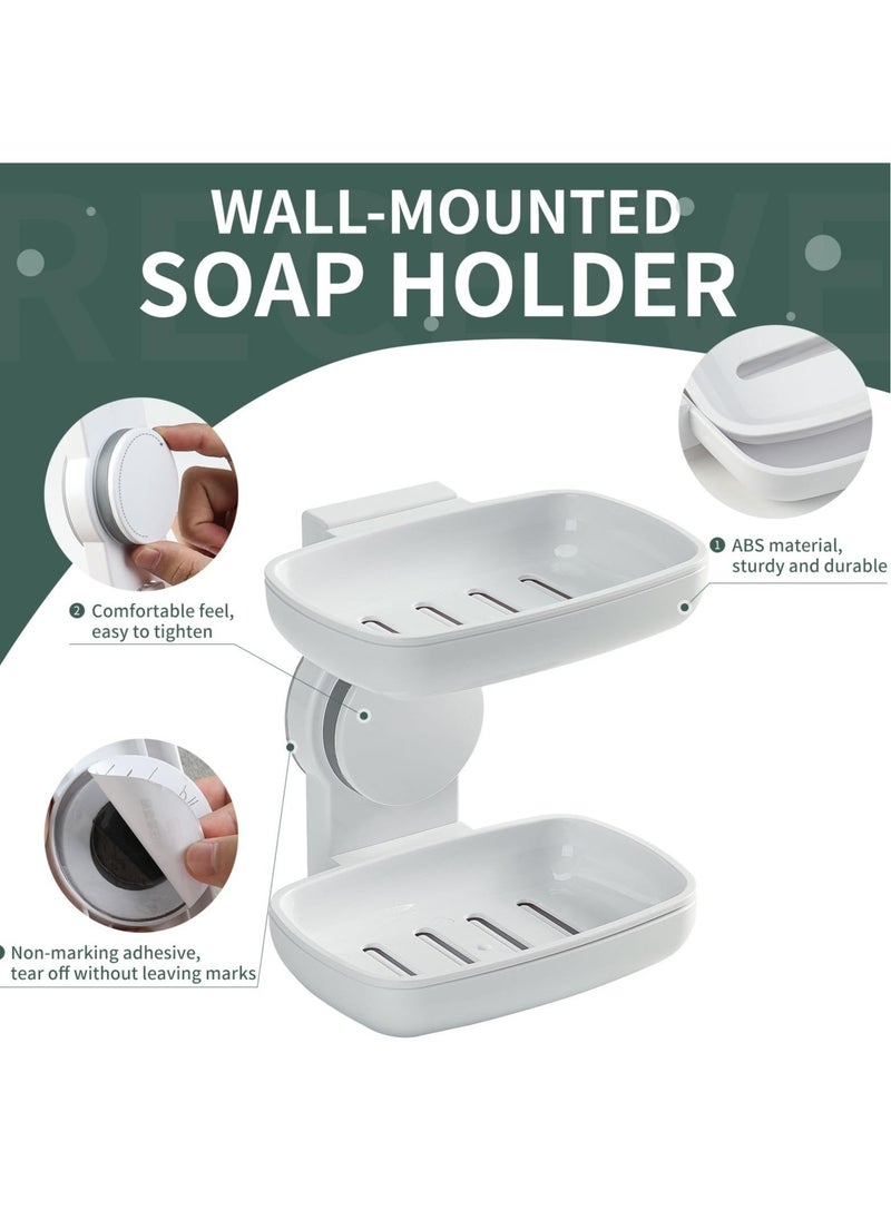Double Layer Soap Holder, Removable Soap Caddy, NO-Drilling, Self Draining, Suitable for Shower, Bathroom, Tub and Kitchen Sink