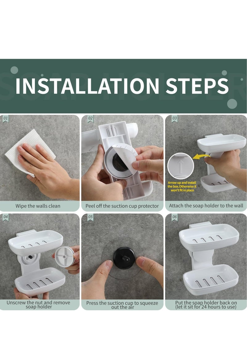 Double Layer Soap Holder, Removable Soap Caddy, NO-Drilling, Self Draining, Suitable for Shower, Bathroom, Tub and Kitchen Sink