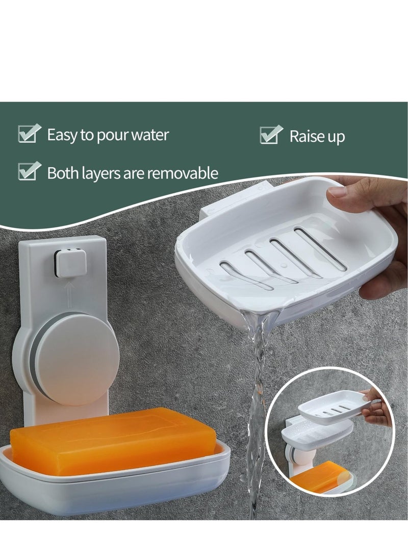 Double Layer Soap Holder, Removable Soap Caddy, NO-Drilling, Self Draining, Suitable for Shower, Bathroom, Tub and Kitchen Sink