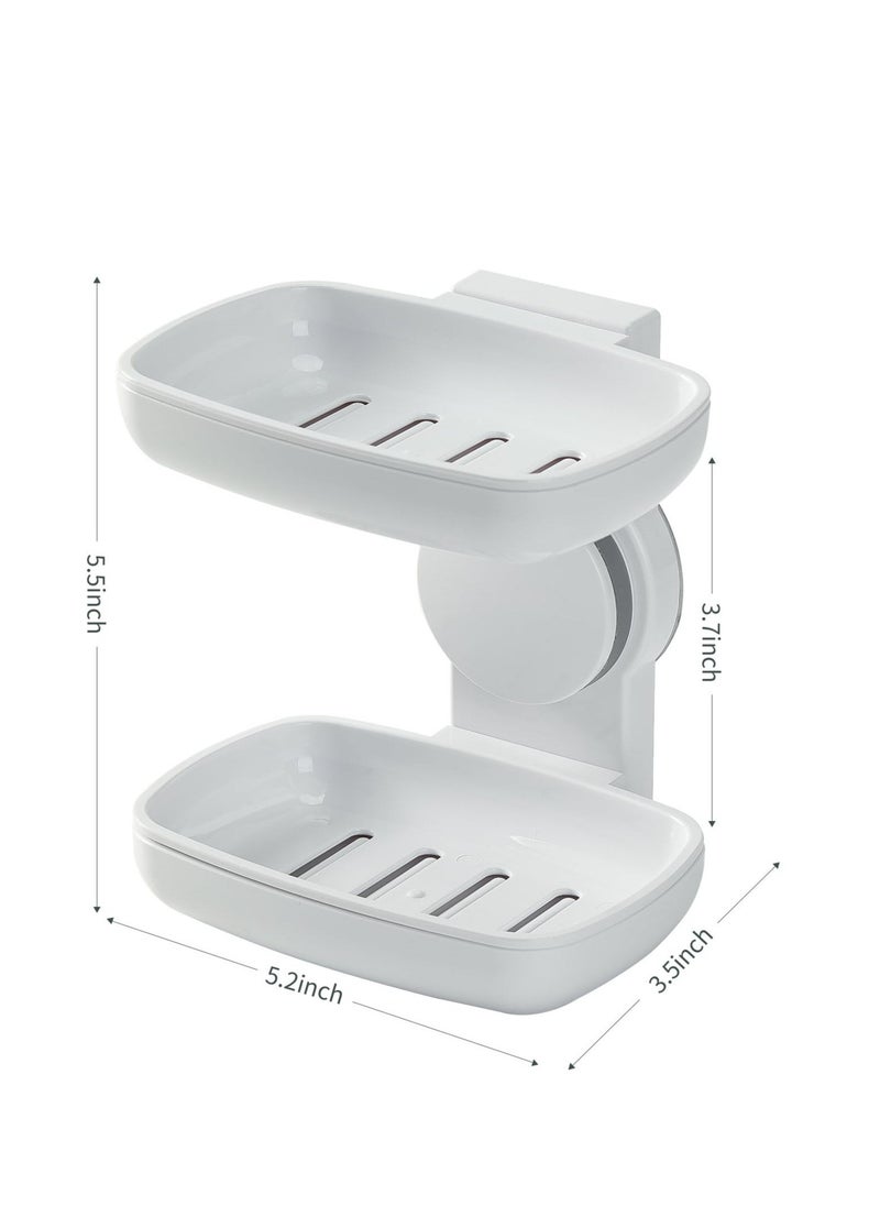 Double Layer Soap Holder, Removable Soap Caddy, NO-Drilling, Self Draining, Suitable for Shower, Bathroom, Tub and Kitchen Sink