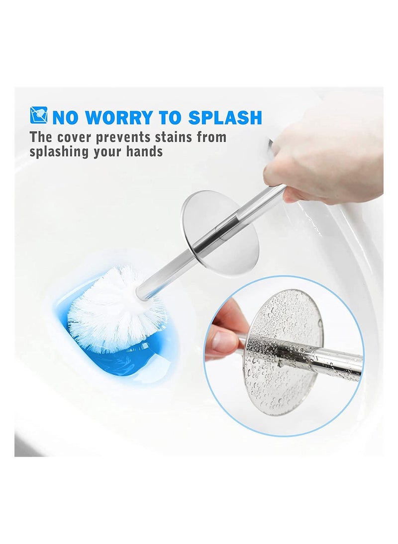 Toilet Brush and Holder White Toilet Bowl Brush Set with Stainless Steel Handle Durable Bristles for Deep Cleaning Compact Bathroom Brush Save Space Good Grip Anti-Drip