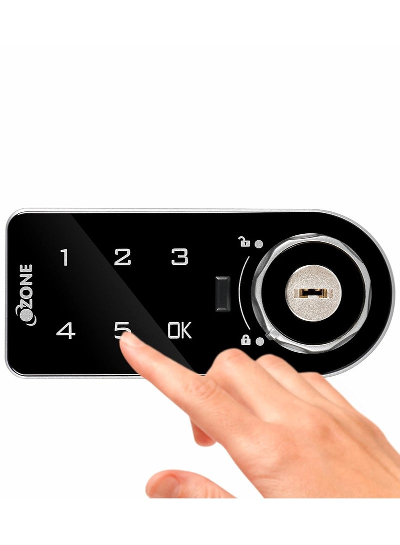 OZFL 301 VPK Smart Furniture Lock (Black) | Rectangular and Handy Fingerprint  | Key Access | Manual Locking System |  (Password & Key ) | By Ozone India