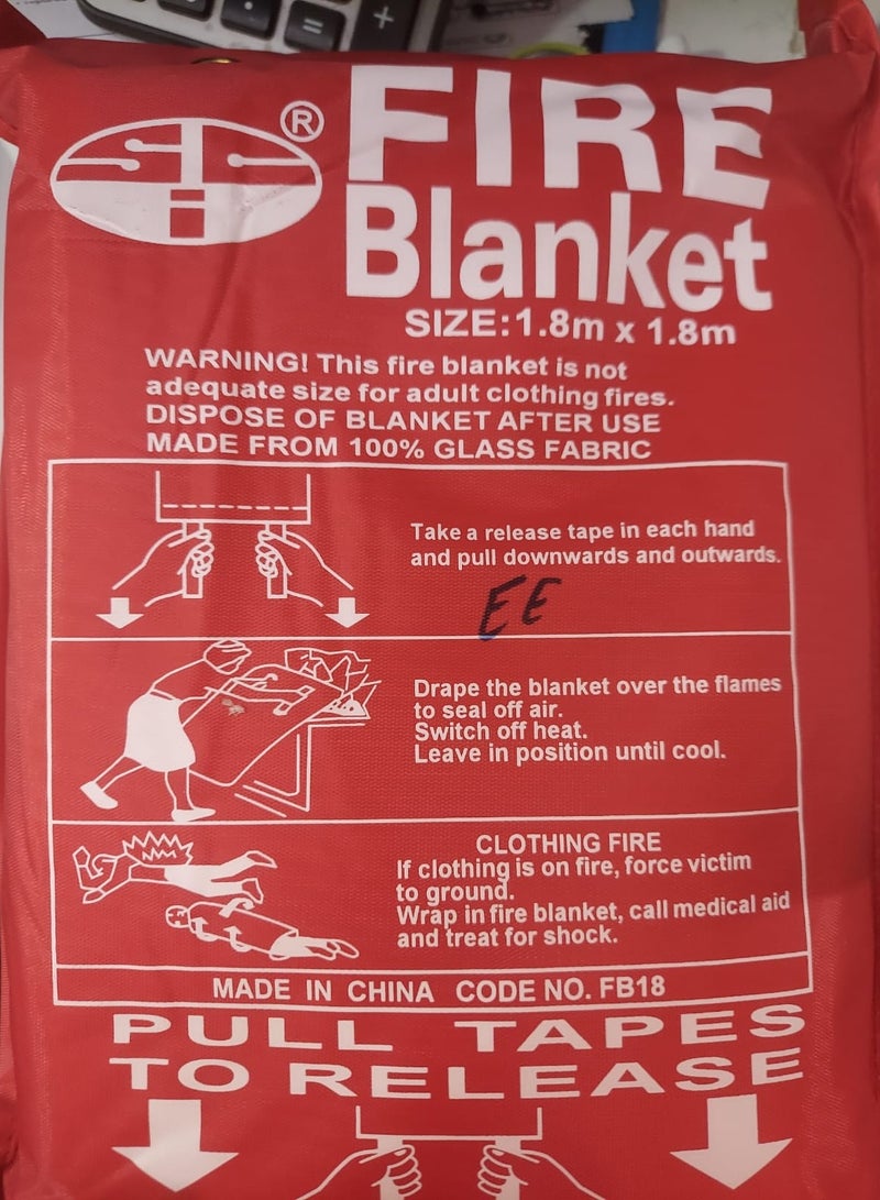 1.8 Meter x 1.8 Meter Fire Blanket Fiberglass Fire Emergency Blanket Suppression Blanket Flame Retardant Blanket Emergency