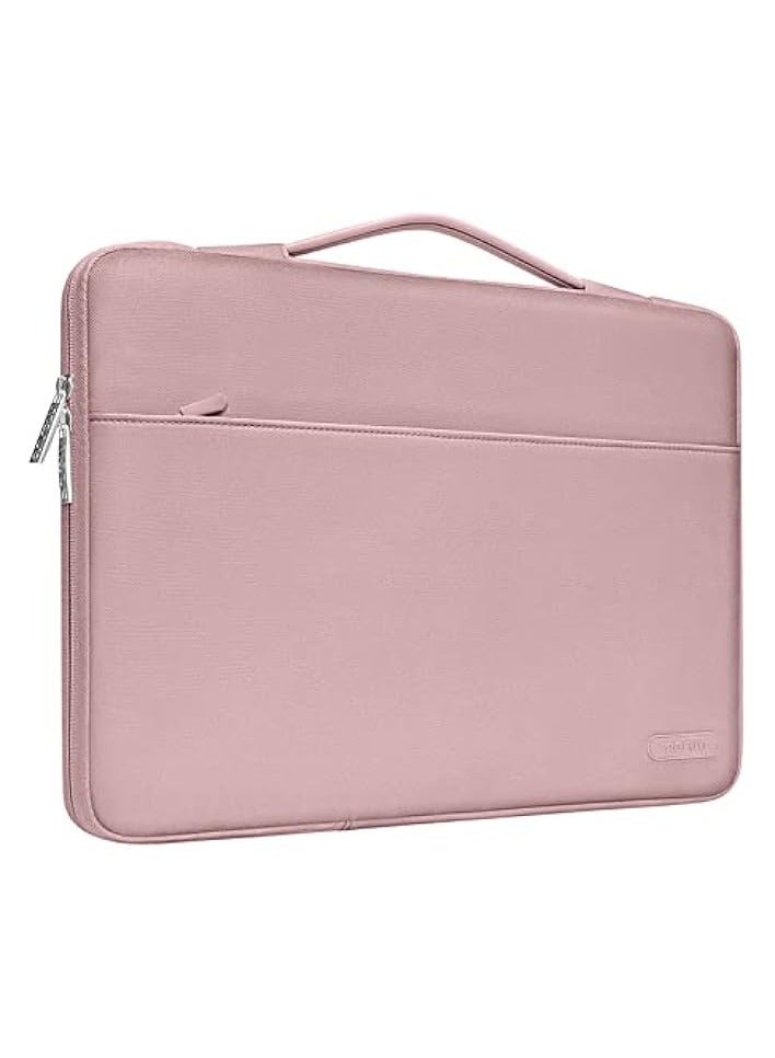 360 Protective Laptop Sleeve Compatible with MacBook Air/Pro, 13-13.3 inch Notebook, Compatible with MacBook Pro 14 inch M3 M2 M1 Chip Pro Max 2023-2021, Polyester Bag with Belt, Pink
