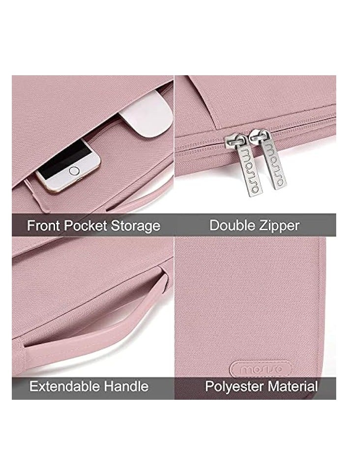 360 Protective Laptop Sleeve Compatible with MacBook Air/Pro, 13-13.3 inch Notebook, Compatible with MacBook Pro 14 inch M3 M2 M1 Chip Pro Max 2023-2021, Polyester Bag with Belt, Pink