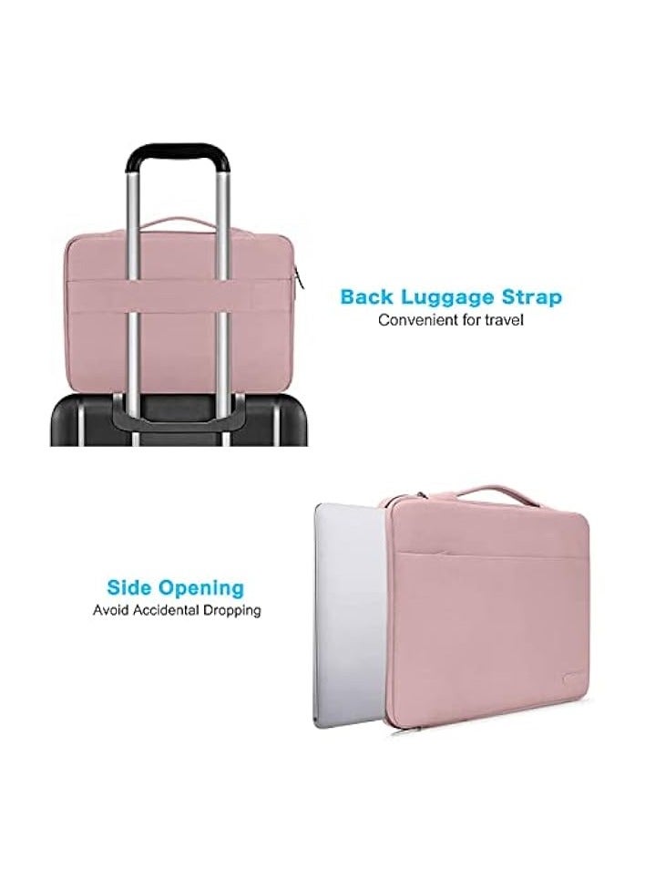 360 Protective Laptop Sleeve Compatible with MacBook Air/Pro, 13-13.3 inch Notebook, Compatible with MacBook Pro 14 inch M3 M2 M1 Chip Pro Max 2023-2021, Polyester Bag with Belt, Pink