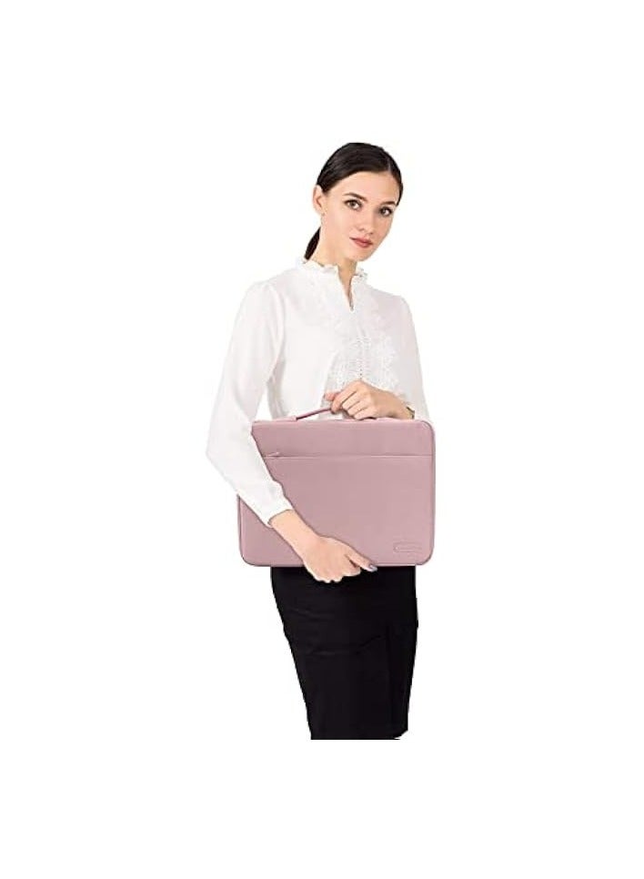 360 Protective Laptop Sleeve Compatible with MacBook Air/Pro, 13-13.3 inch Notebook, Compatible with MacBook Pro 14 inch M3 M2 M1 Chip Pro Max 2023-2021, Polyester Bag with Belt, Pink