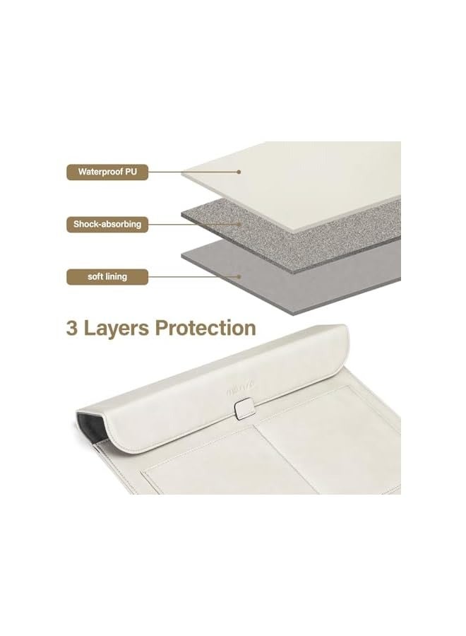13 inch Laptop Sleeve Compatible with MacBook Air 13.6 2024-2022 M3 A3113 M2 A2681/Air 13 2022-2018 M1/Pro 13 2024-2016 M2 M1, PU Leather Flap Carrying Case with Stand&Small Pouch