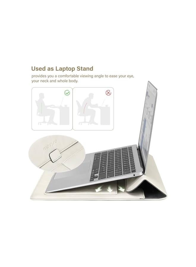 13 inch Laptop Sleeve Compatible with MacBook Air 13.6 2024-2022 M3 A3113 M2 A2681/Air 13 2022-2018 M1/Pro 13 2024-2016 M2 M1, PU Leather Flap Carrying Case with Stand&Small Pouch
