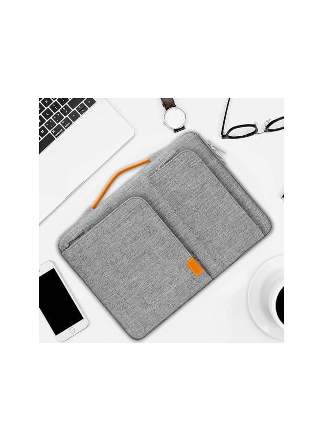 360 Protective Laptop Sleeve Compatible with MacBook Air/Pro, 13-13.3 inch Notebook, Compatible with MacBook Pro 14 inch 2023-2021 M2 M1, Side Open Bag with 2 Accessory Pockets&Handle&Belt,Gray