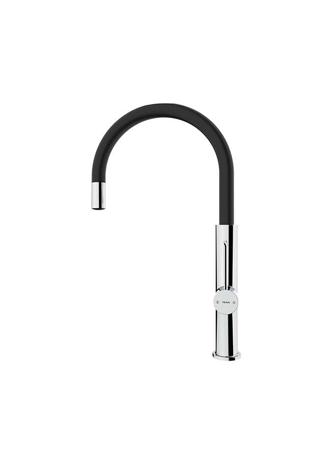 Fot 995 Single Lever Kitchen Tap With Aerator Integrated In Spout Chrome Black 1cm