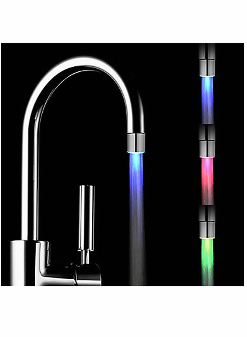 LED Color Change Faucet, Temperature Controlled Tricolor Tap, 3-Color Temperature Sensitive Gradient LED Water Faucet Light Water Stream Color Changing Faucet Tap Sink Faucet For Kitchen and Bathroom