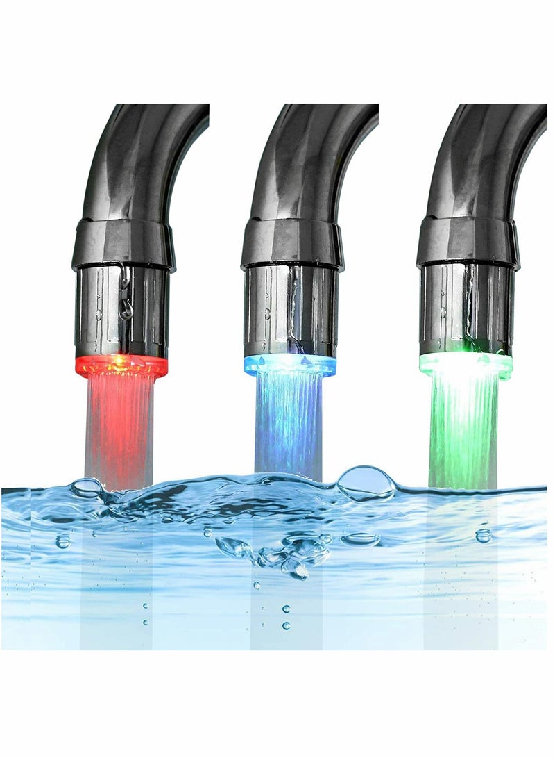 LED Color Change Faucet, Temperature Controlled Tricolor Tap, 3-Color Temperature Sensitive Gradient LED Water Faucet Light Water Stream Color Changing Faucet Tap Sink Faucet For Kitchen and Bathroom