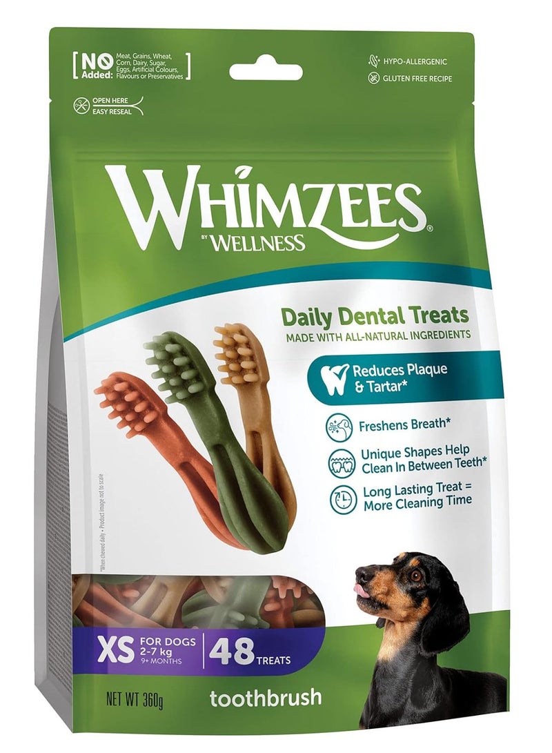 Whimzees Dog Toothbrush Dental Treats XS 48pcs