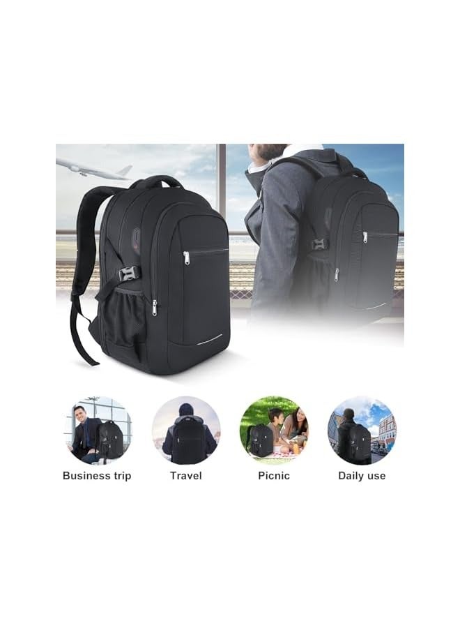 Men's Backpack for 17.3 Inch Laptop Travel Anti-Theft Waterproof Large Capacity Backpack for Business Travel School - Black