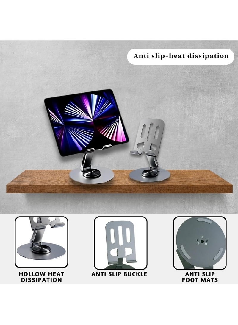 Mobile Stand For Table Made By Aluminium Metal Tablet Stand Table Top 360° Rotational And Foldable. Charging Point Compatible