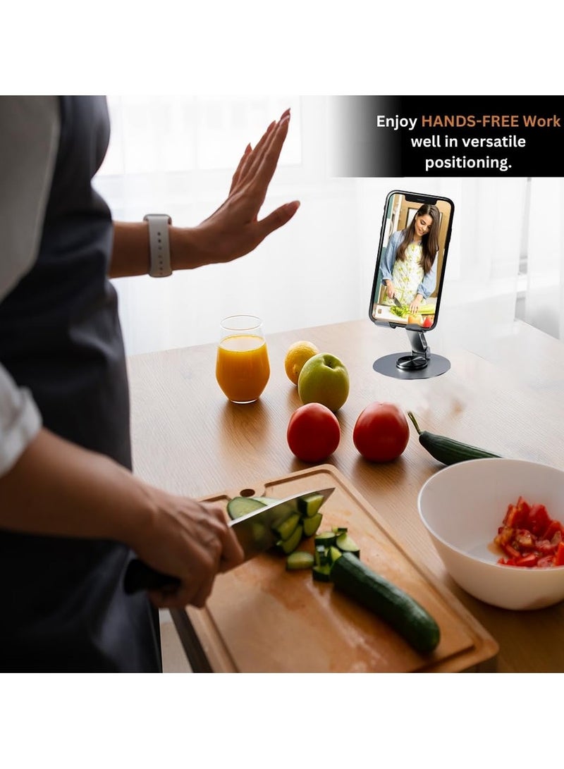 Mobile Stand For Table Made By Aluminium Metal Tablet Stand Table Top 360° Rotational And Foldable. Charging Point Compatible