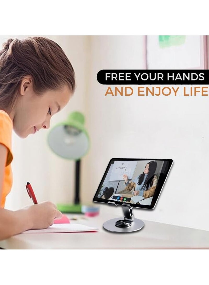 Mobile Stand For Table Made By Aluminium Metal Tablet Stand Table Top 360° Rotational And Foldable. Charging Point Compatible