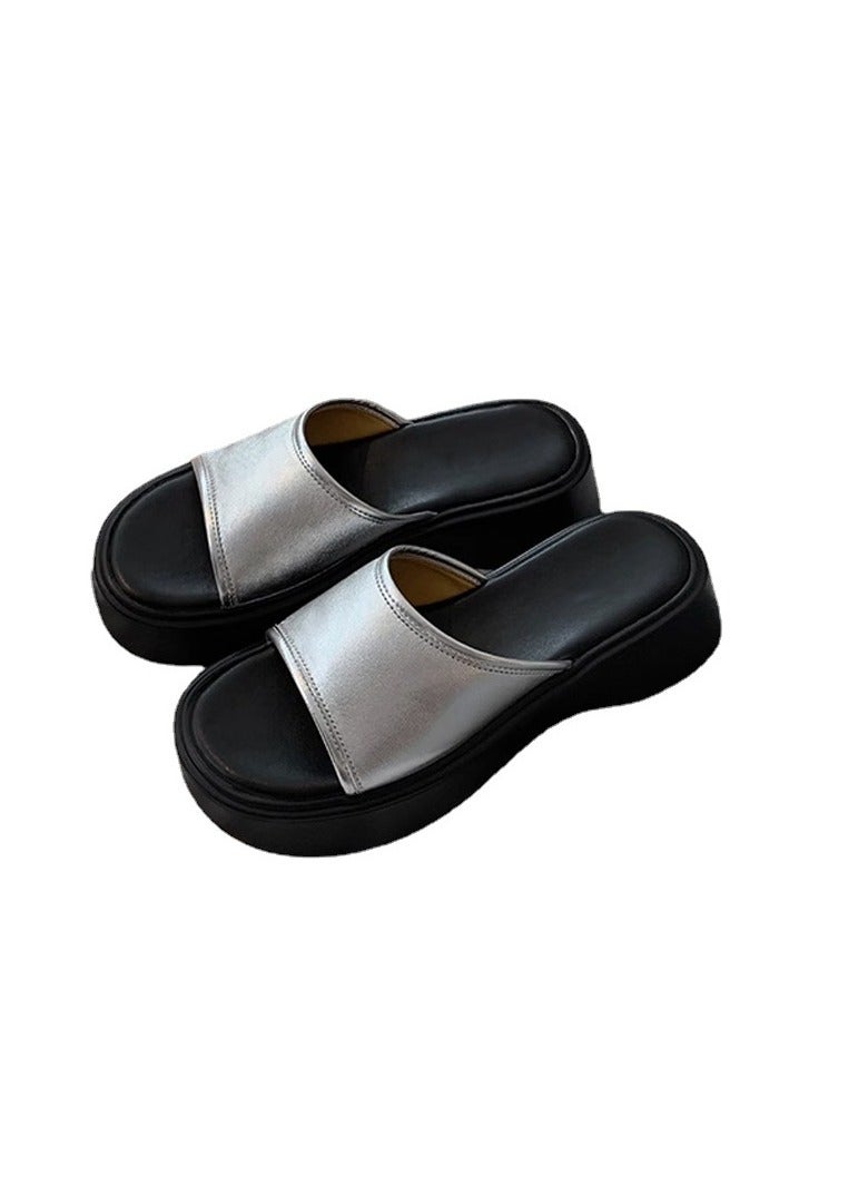 Women's Summer Outer Wear Thick Bottom Cool Sandals Slippers Wide Surface Casual One Foot Stirrup Slippers