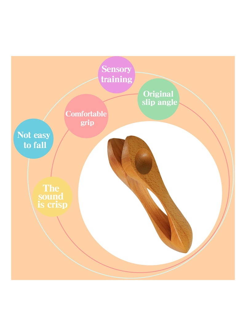 Set of 2 Natural Wood Musical Spoons for Folk Percussion Traditional Party and Festival Fun