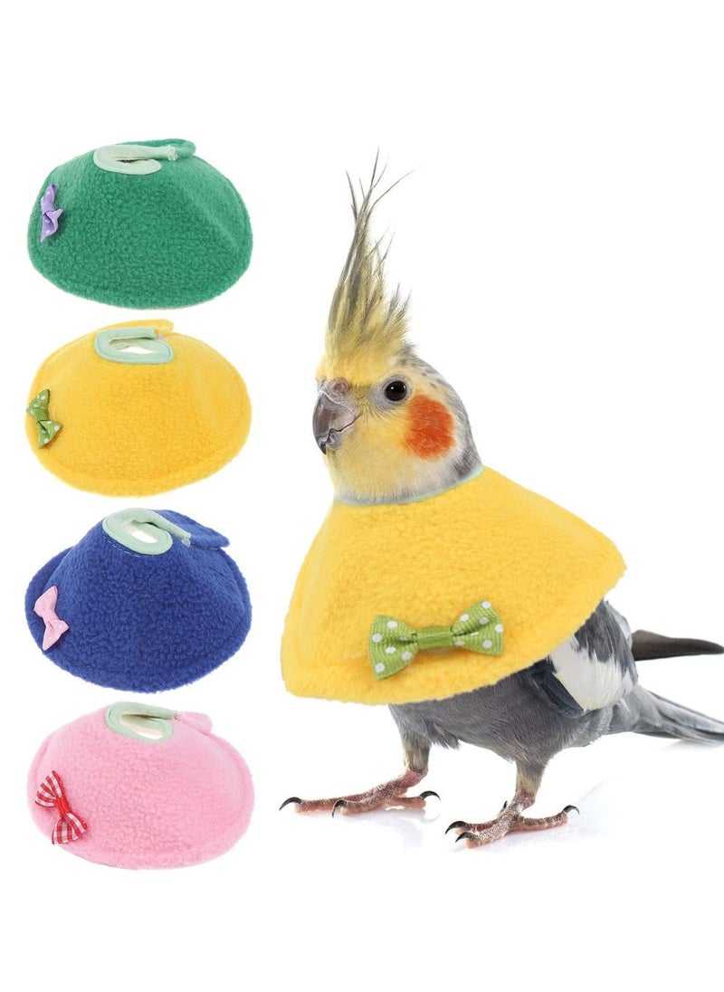 Bird Elizabeth Collars 4 Pieces Parrot Tiger Skin Cockatiel Scarf Cloak Anti-Bite Anti-Peck Protection Collar Pet Bird Care Accessories (Pink Blue Yellow Green)