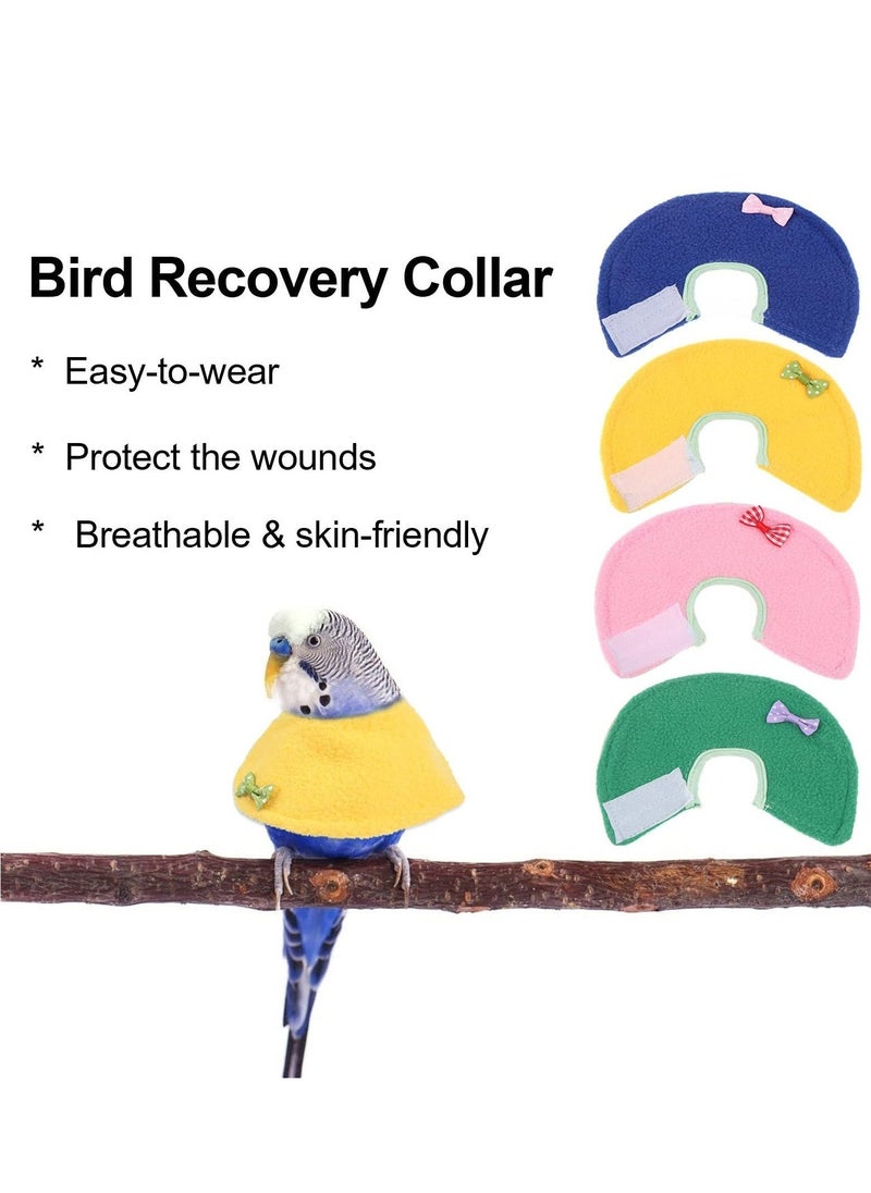 Bird Elizabeth Collars 4 Pieces Parrot Tiger Skin Cockatiel Scarf Cloak Anti-Bite Anti-Peck Protection Collar Pet Bird Care Accessories (Pink Blue Yellow Green)