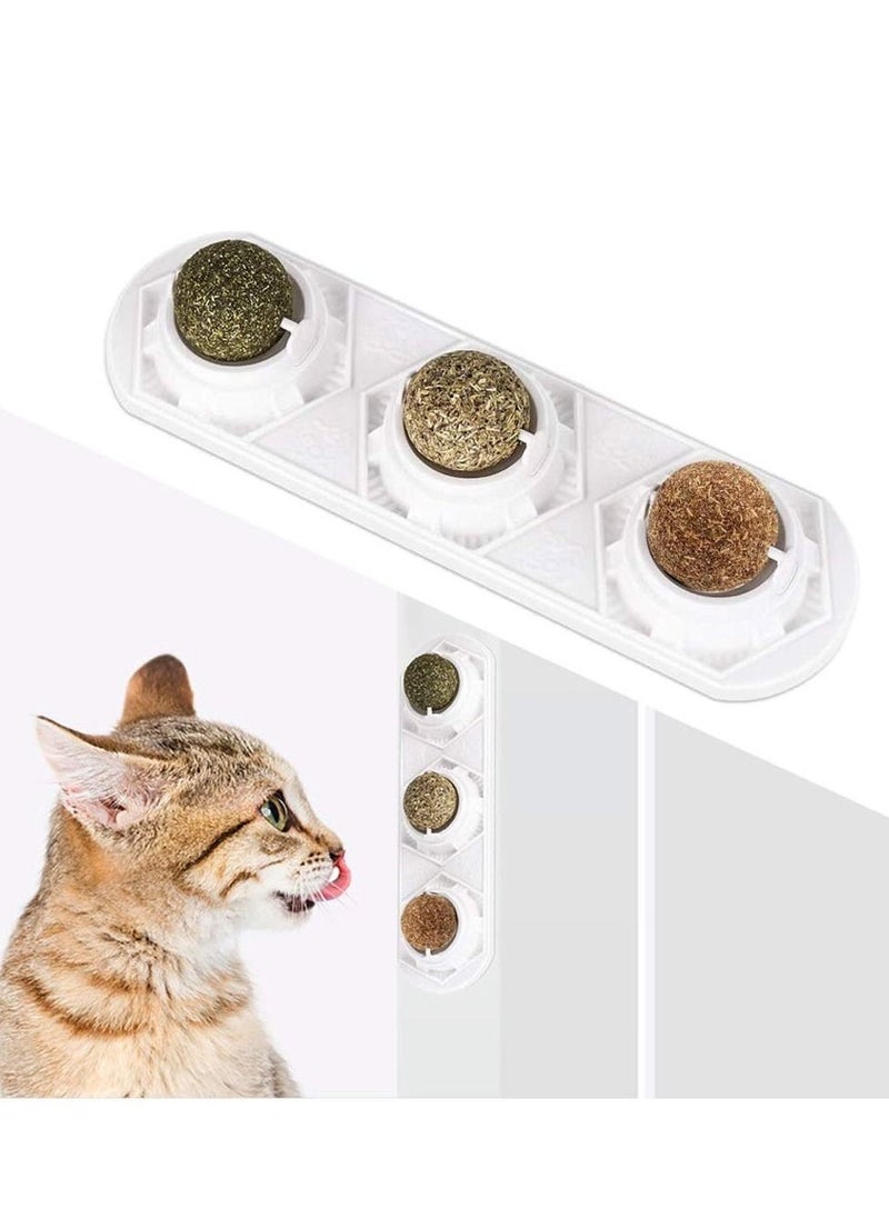 Catnip Squash Ball Toy 3 in 1 Rotatable Cat Snacks Edible with Natural Healthy Silver Vine Hair Chewing Clean Teeth Toys