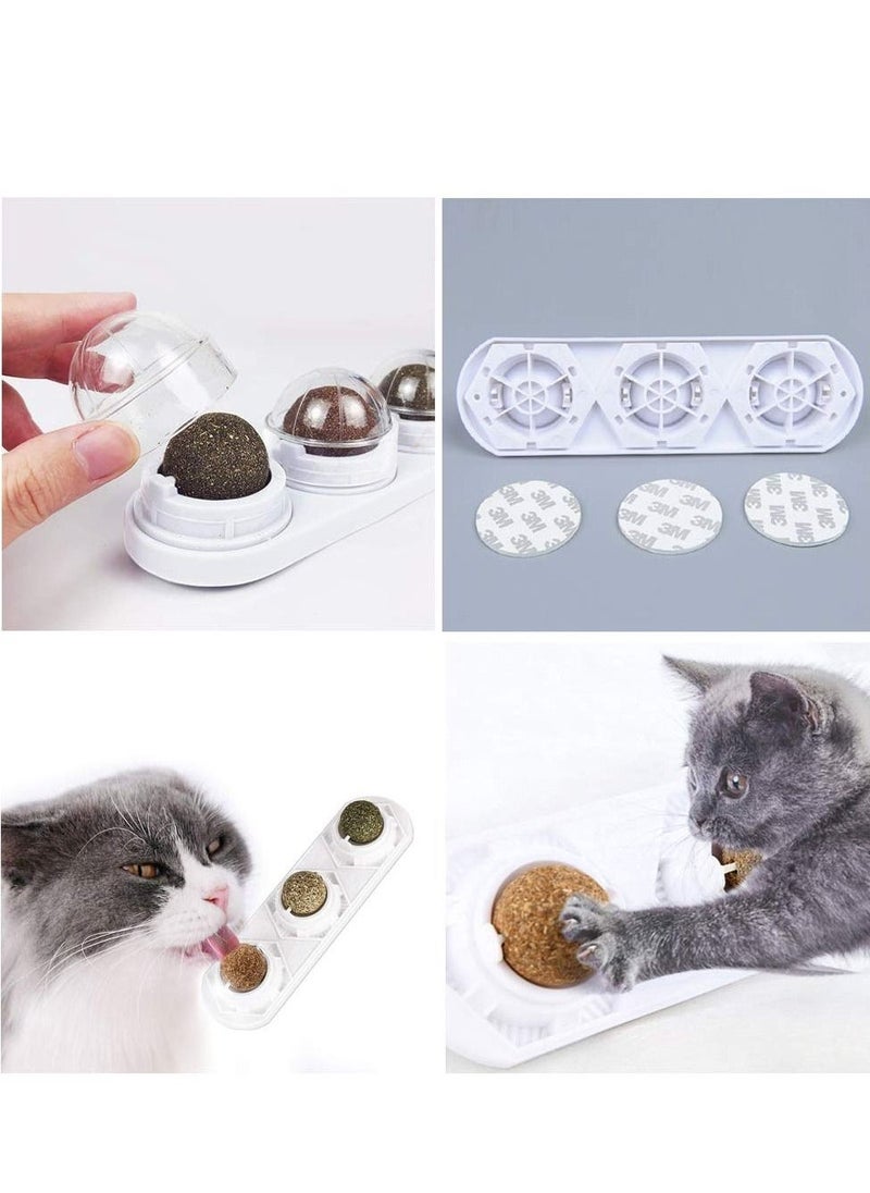 Catnip Squash Ball Toy 3 in 1 Rotatable Cat Snacks Edible with Natural Healthy Silver Vine Hair Chewing Clean Teeth Toys